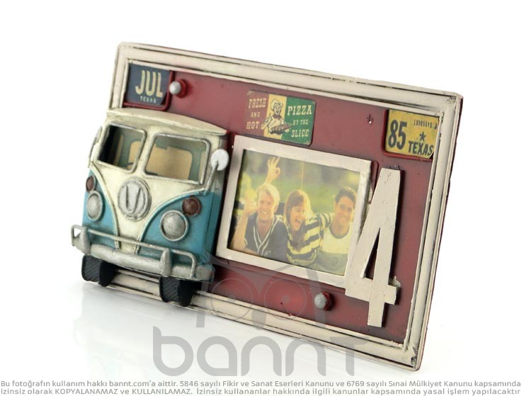 Vintage 3D Camper Van Fotoğraf Çerçevesi